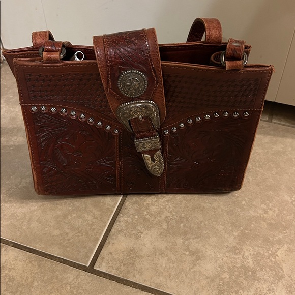 American West Handbags - American West Brown Leather Shoulder Bag